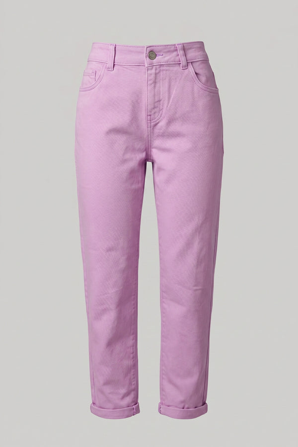 Women's Girlfriend High Waist Jeans Rolled Hem Denim