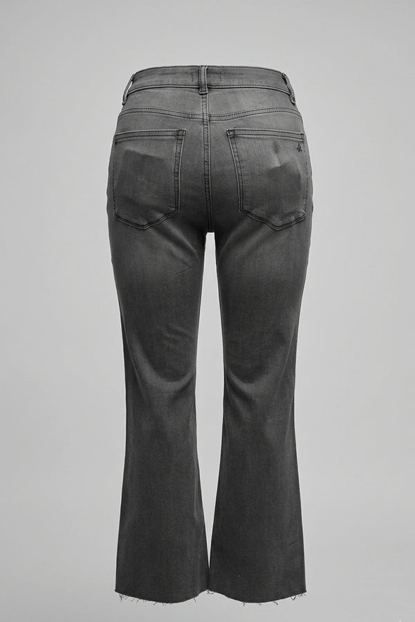 Women's High Rise Flare Jeans Raw Hem Boot Cut Denim