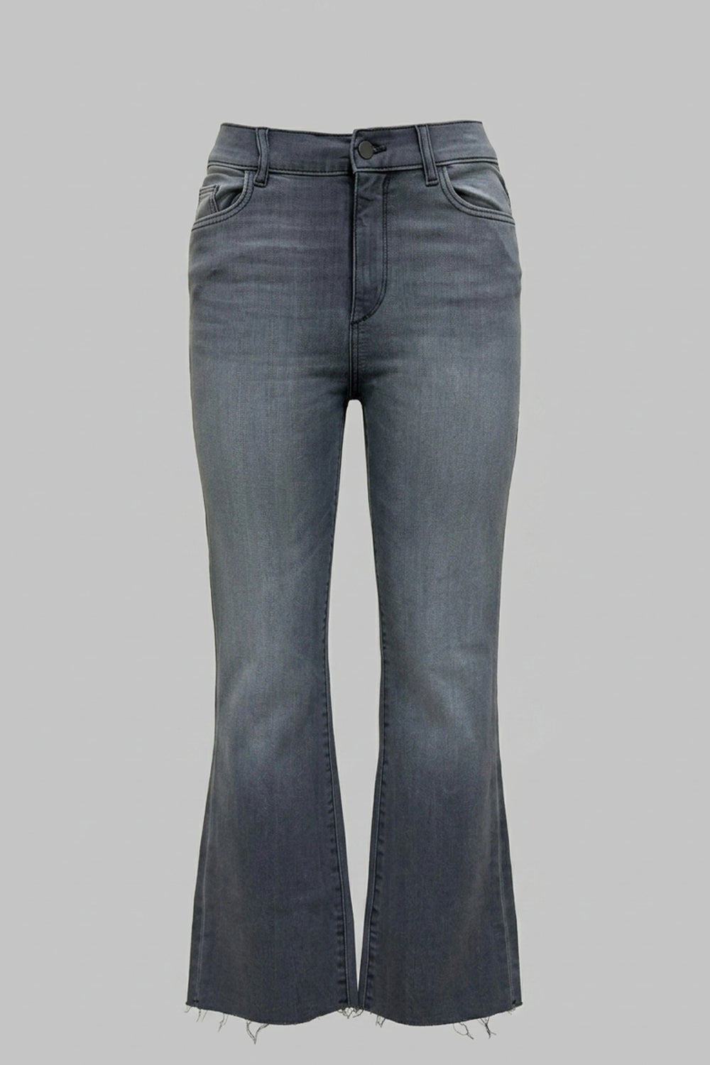 Women's High Rise Flare Jeans Raw Hem Boot Cut Denim