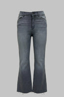 Women's High Rise Flare Jeans Raw Hem Boot Cut Denim