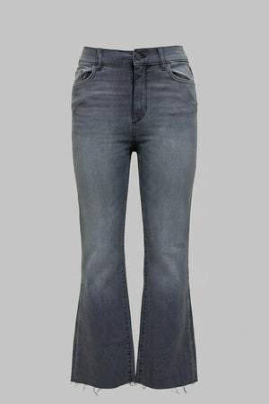 Women's High Rise Flare Jeans Raw Hem Boot Cut Denim