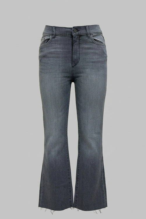 Women's High Rise Flare Jeans Raw Hem Boot Cut Denim