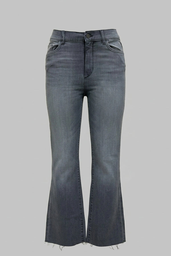 Women's High Rise Flare Jeans Raw Hem Boot Cut Denim