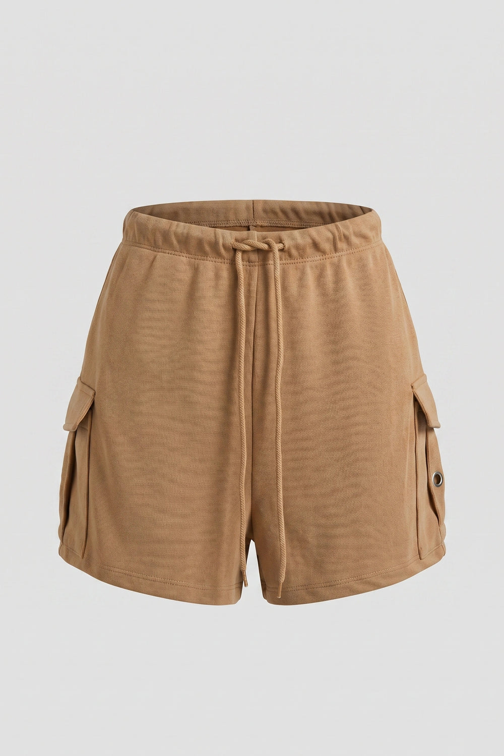 Women's Terry Cargo Shorts Elastic Waist Casual Shorts