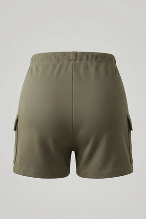 Women's Terry Cargo Shorts Elastic Waist Casual Shorts