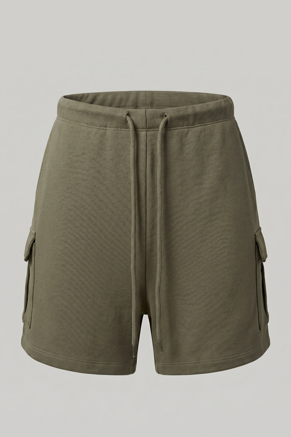 Women's Terry Cargo Shorts Elastic Waist Casual Shorts