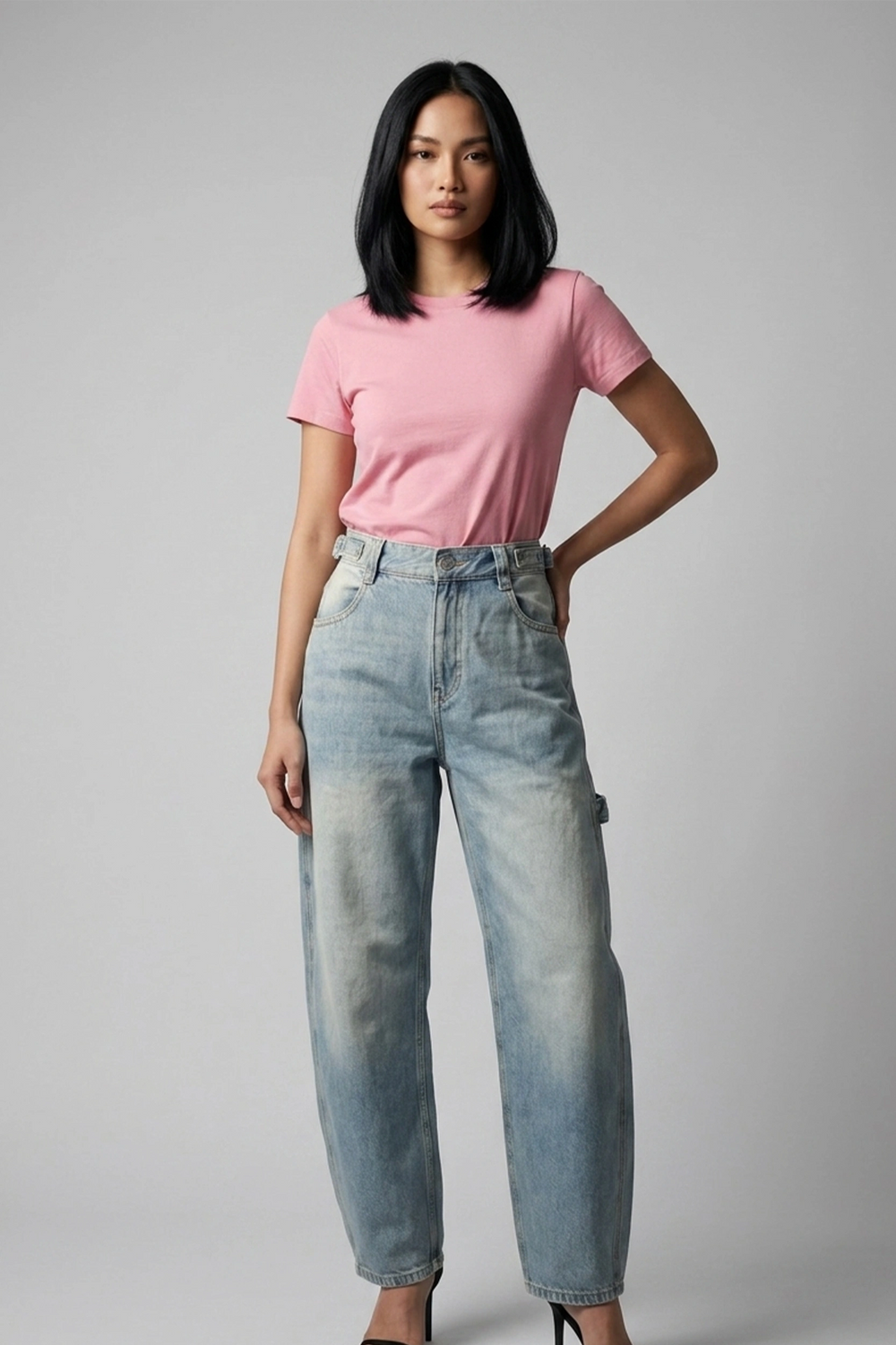Women's Light Blue Balloon Carpenter Jeans – Wide Leg