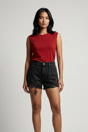 Stretch Summer Wear High Rise Denim Shorts