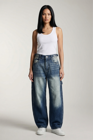 Women's Ash Blue Balloon Carpenter Jeans