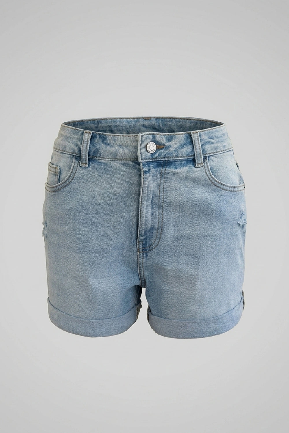 High Rise Light Blue Denim Shorts for Women