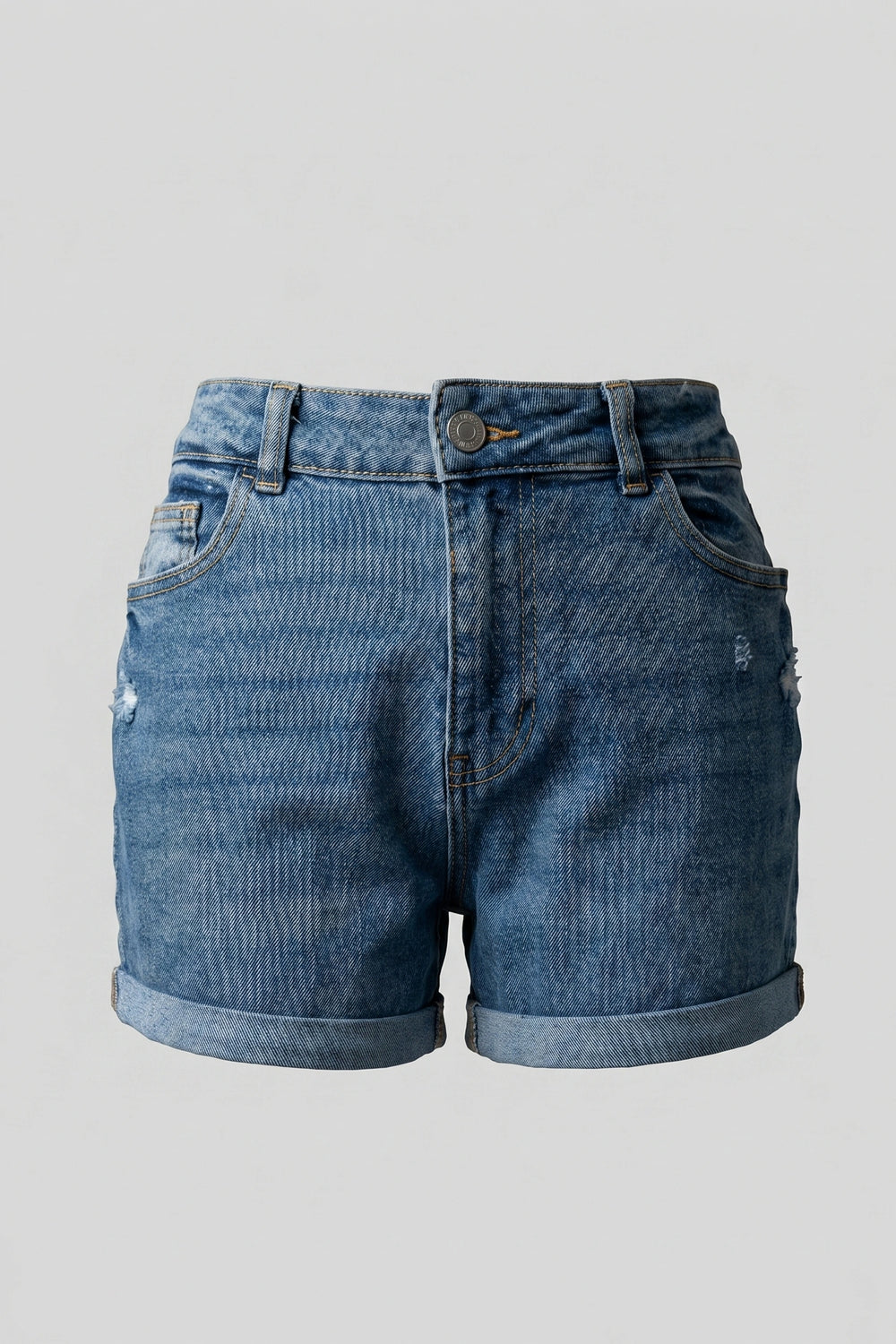 Trendy Light Blue Wear Ripped Stretch Denim Shorts