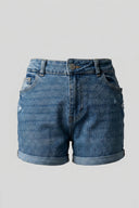 Trendy Light Blue Wear Ripped Stretch Denim Shorts
