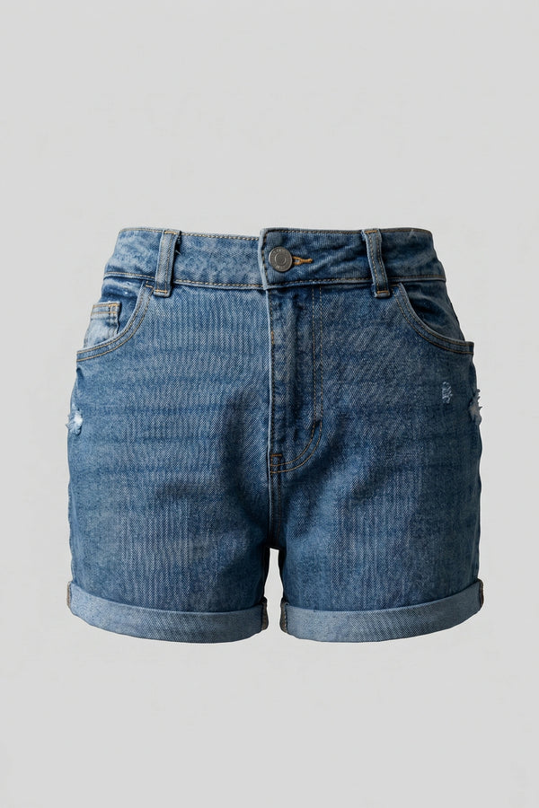 Trendy Light Blue Wear Ripped Stretch Denim Shorts
