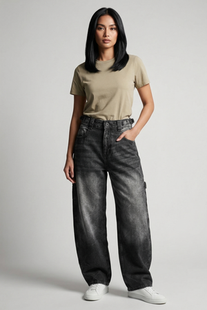 Women's Ash Black Balloon Carpenter Jeans