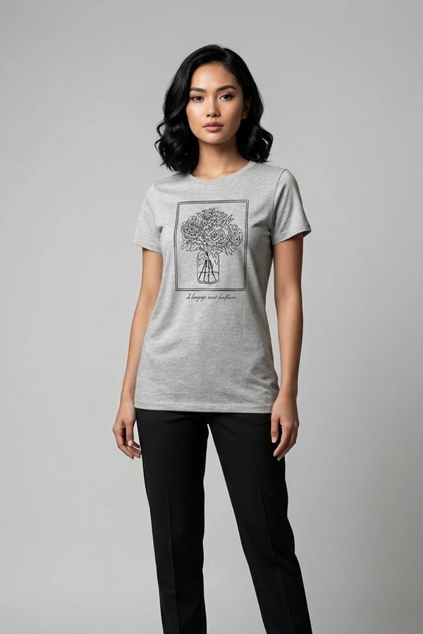 Women's Botanical Art Print Soft Casual Top
