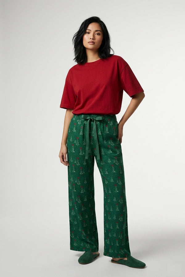 Women's Festive Print Soft Sleepwear Pants