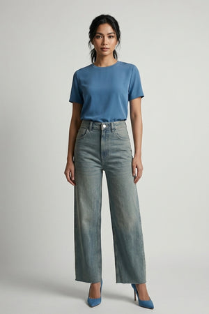 Wide Leg High Rise Denim Jeans for Women UAE