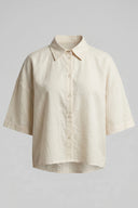 Women's Oversized Crop Linen Shirt Short Sleeve