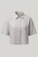 Women's Oversized Crop Linen Shirt Short Sleeve
