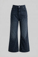 Women's Semi Bootcut Embellished Jeans Black Denim