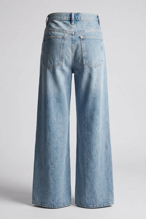 Women's Light Blue High Rise Wide Leg Jeans - 2 Button