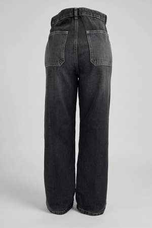 Women's Ash Black High Waist Wide Leg Denim Jeans - Relaxed