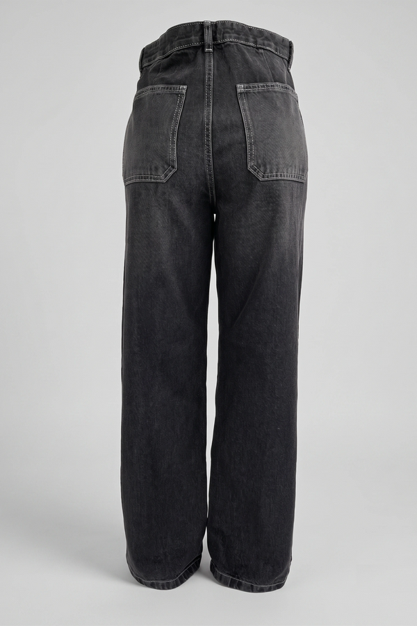 Women's Ash Black High Waist Wide Leg Denim Jeans - Relaxed