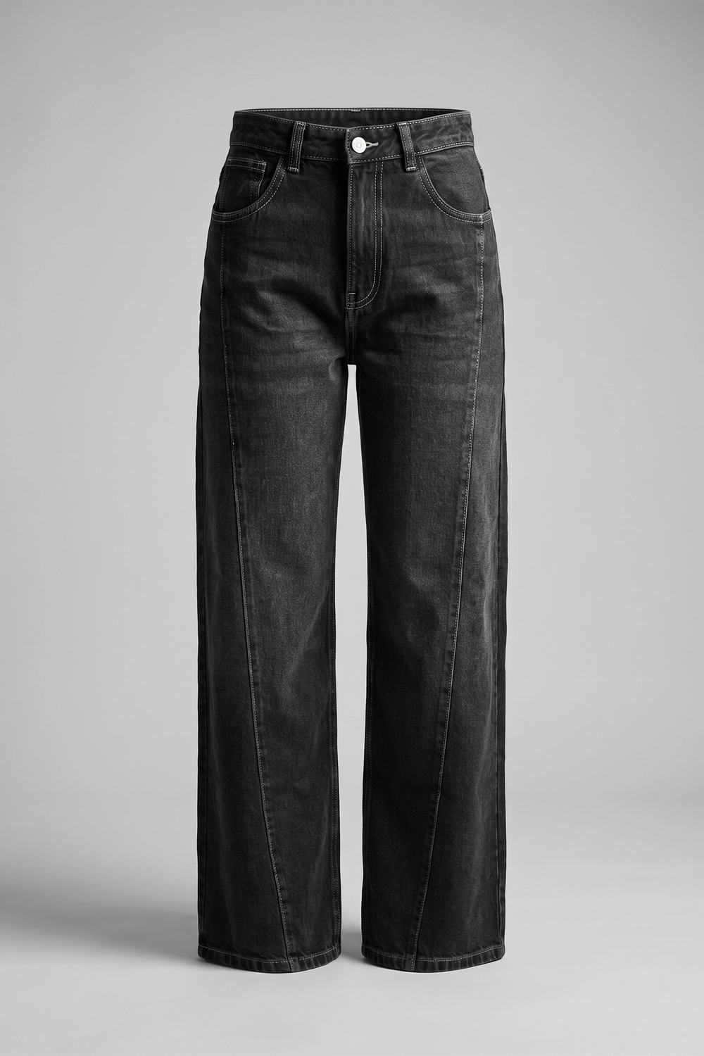 Women's Ash Black High Waist Wide Leg Denim Jeans - Relaxed