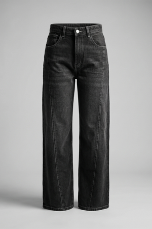 Women's Ash Black High Waist Wide Leg Denim Jeans - Relaxed
