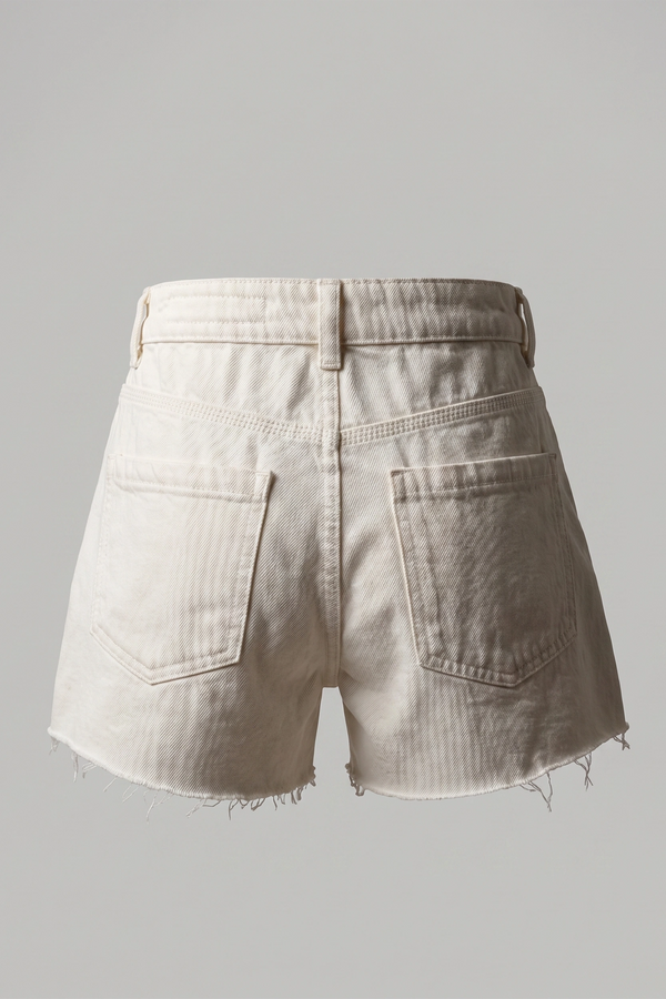 Women's White High Rise Ripped Denim Shorts - Raw Hem