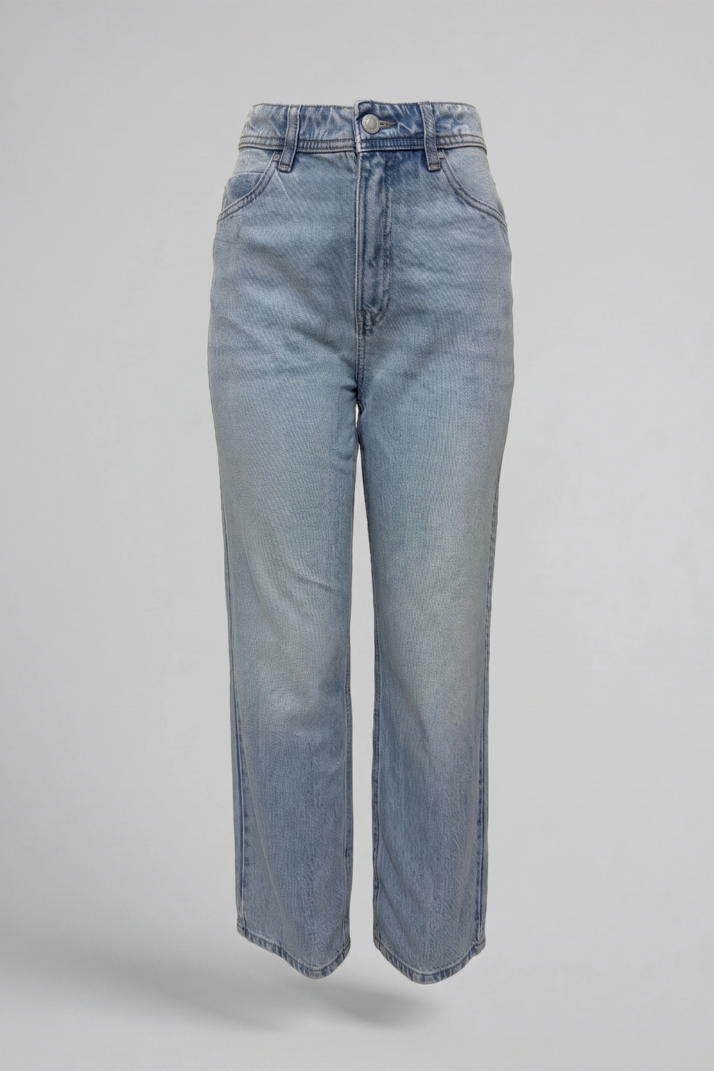 Women's Light Blue High Rise Straight Cut Jeans - Classic