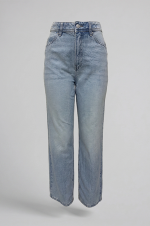 Women's Light Blue High Rise Straight Cut Jeans - Classic