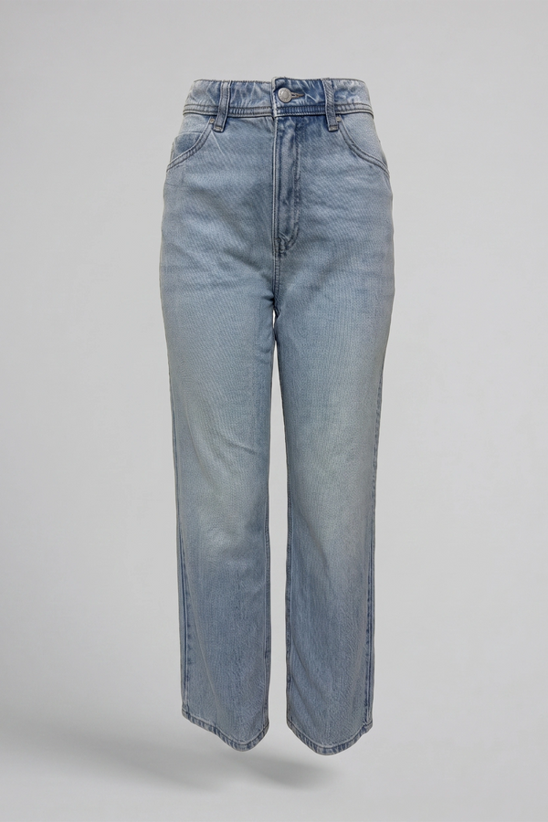 Women's Light Blue High Rise Straight Cut Jeans - Classic