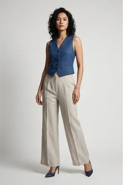 Ladies Linen Wide Leg Trouser (sty#05)