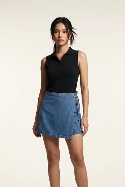 Ladies Denim Wrap Skort