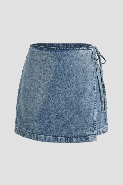 Ladies Denim Wrap Skort