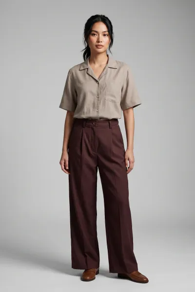 Ladies Soft Linen Polo Shirt Short Sleeve Women Top