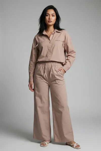 Ladies Cropped Relax Long Sleeve Ribbon Applique Style 01 L/s 01
