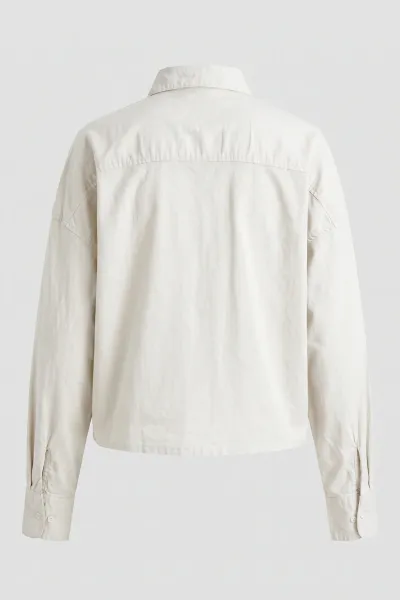 Ladies Cropped Relax Long Sleeve Ribbon Applique Style 01 L/s 01