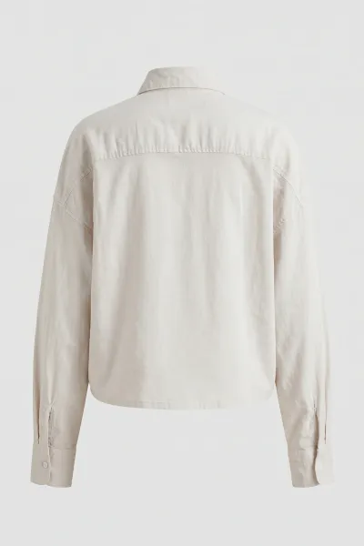 Ladies Cropped Relax Long Sleeve Ribbon Applique Style 01 L/s 01