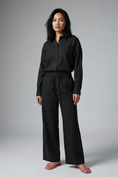 Ladies Cropped Relax Long Sleeve Ribbon Applique Style 01 L/s 01