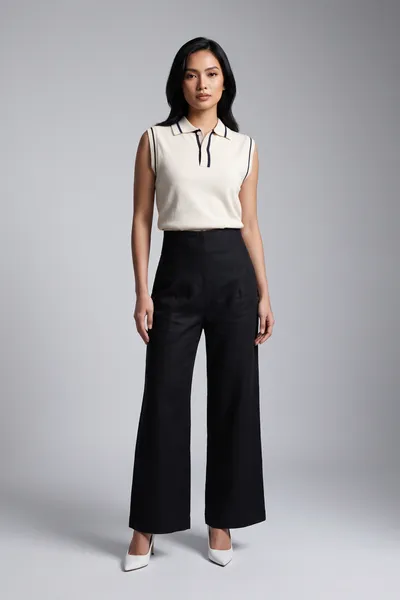 Ladies Linen Wide Leg Trouser (sty#05)