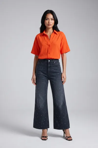 Semi Bootcut Embellished Jeans