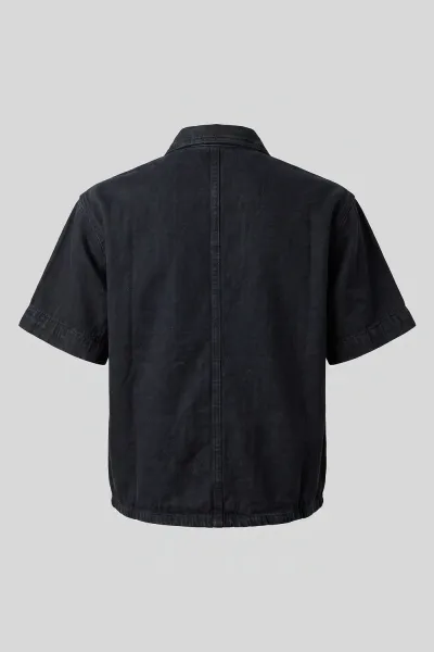 Soft Denim Polo Crop Shirt