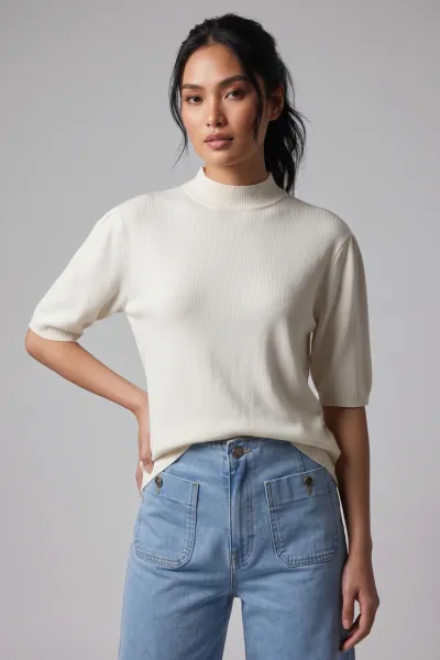Ladies European Knitted Blouse Casual Top for Women