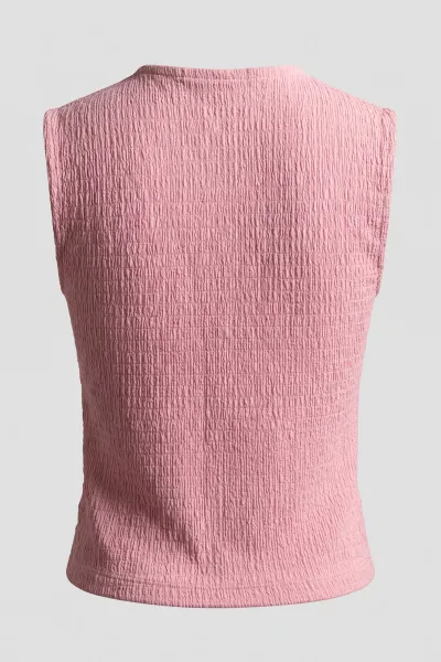 Women's Textured Button Front Sleeveless Top