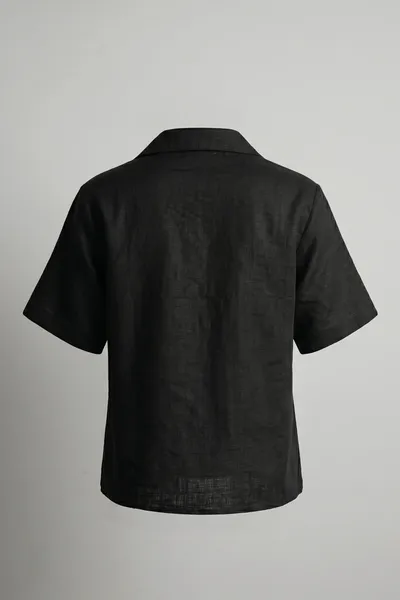 Oversize Short Sleeve Linen Polo Shirt