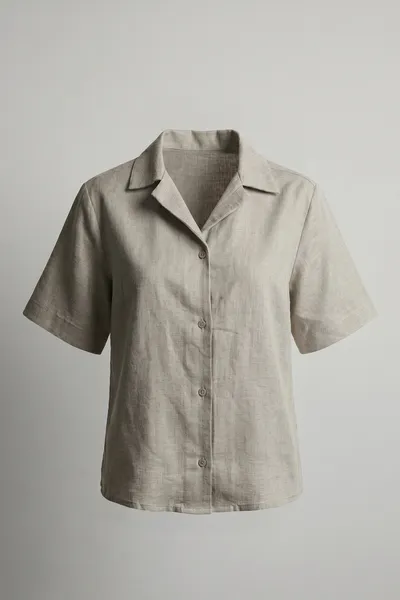 Oversize Short Sleeve Linen Polo Shirt