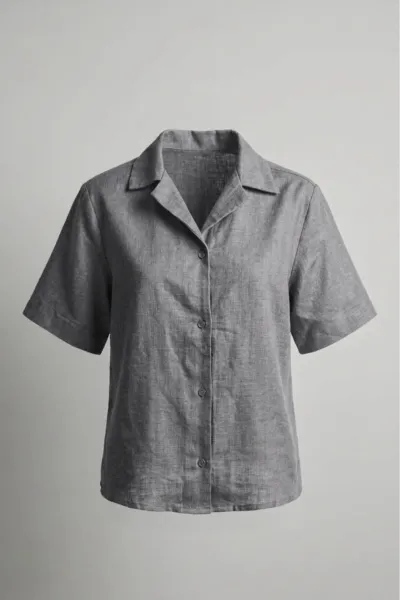 Oversize Linen Polo Shirt for Women - Casual Wear