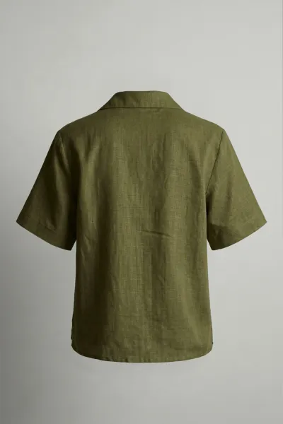Oversize Linen Polo Shirt for Women - Casual Wear